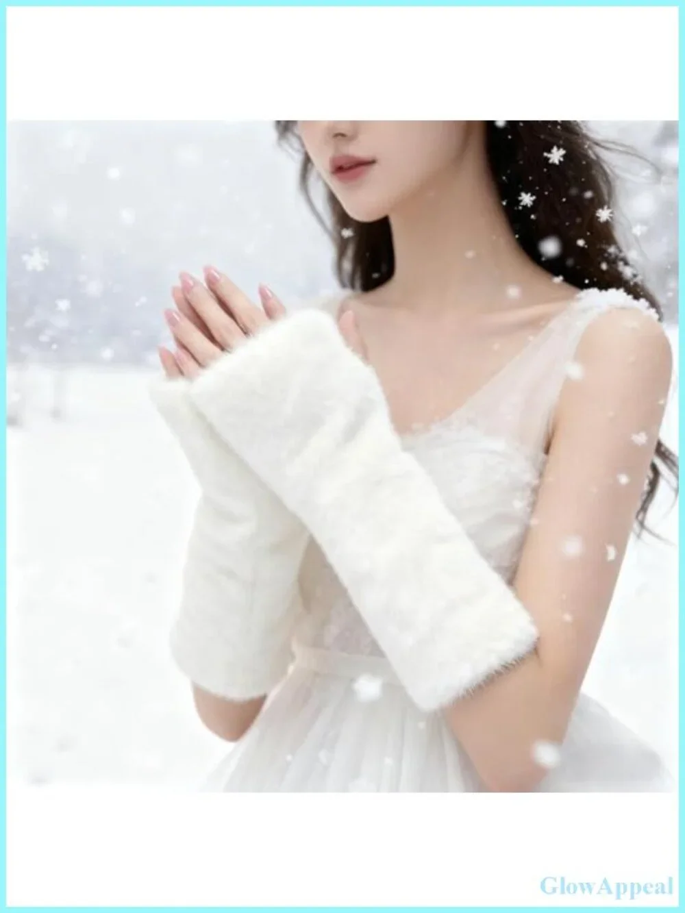 Faux Fur Arm Warmers Women Fingerless Long Fuzzy Gloves